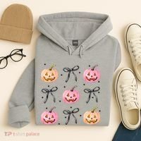 Halloween Pumpkin Black Bows Cute Hoodie thumb 4
