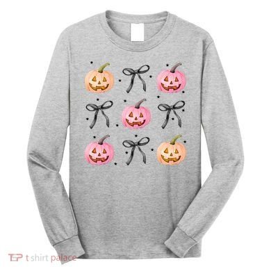 Halloween Pumpkin Black Bows Cute Long Sleeve Shirt