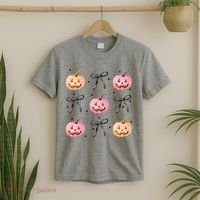 Halloween Pumpkin Black Bows Cute T-Shirt thumb 2