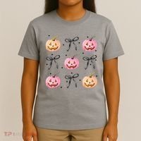 Halloween Pumpkin Black Bows Cute T-Shirt thumb 4