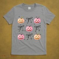 Halloween Pumpkin Black Bows Cute T-Shirt thumb 5