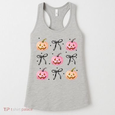 Halloween Pumpkin Black Bows Cute Women's Tank Top