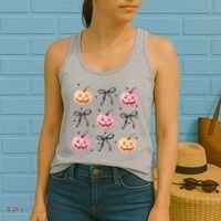 Halloween Pumpkin Black Bows Cute Women's Tank Top thumb 2
