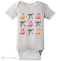 Halloween Pumpkin Black Bows Cute Baby Bodysuit thumb 0