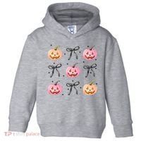 Halloween Pumpkin Black Bows Cute Toddler Hoodie thumb 0