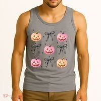 Halloween Pumpkin Black Bows Cute Tank Top thumb 3