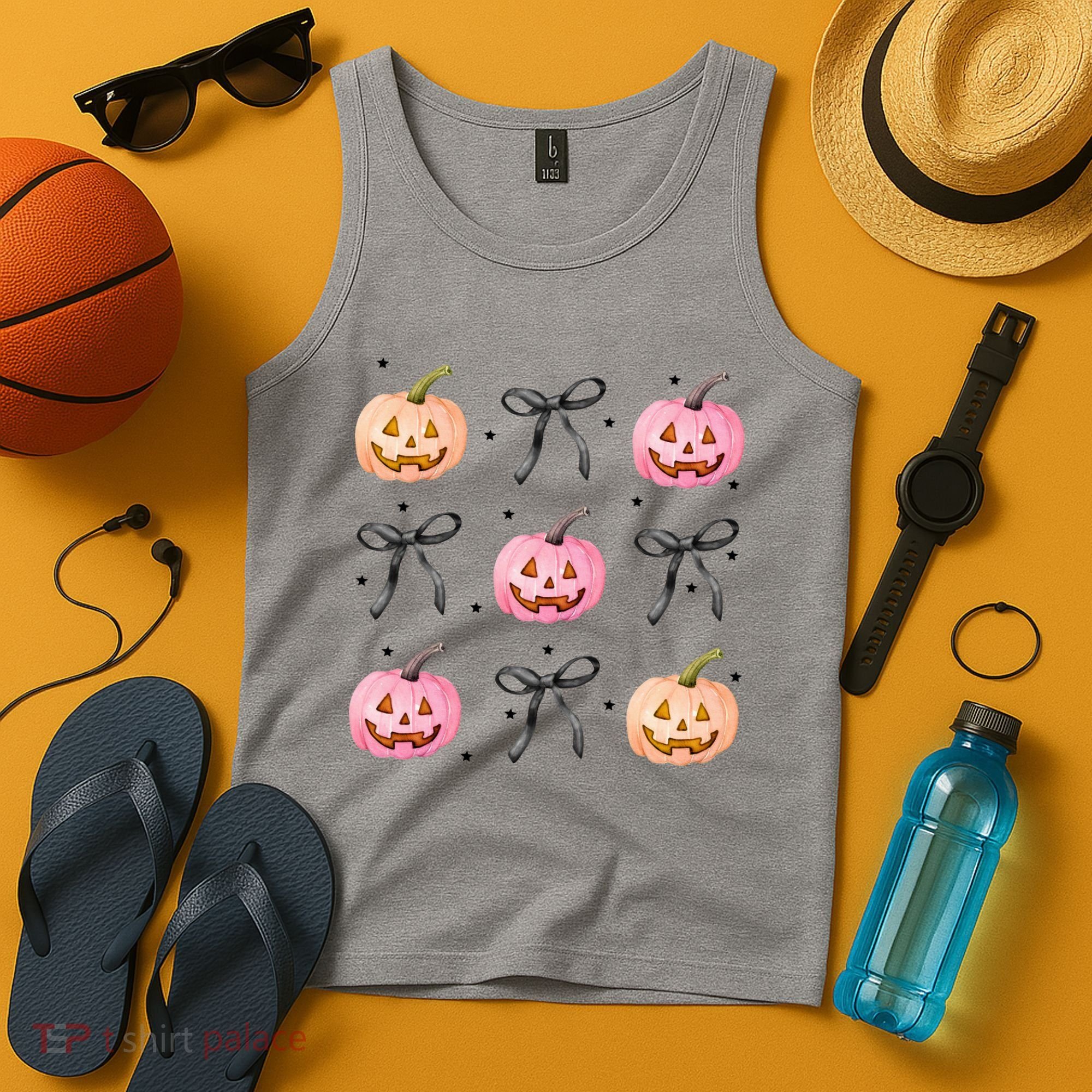 Halloween Pumpkin Black Bows Cute Tank Top