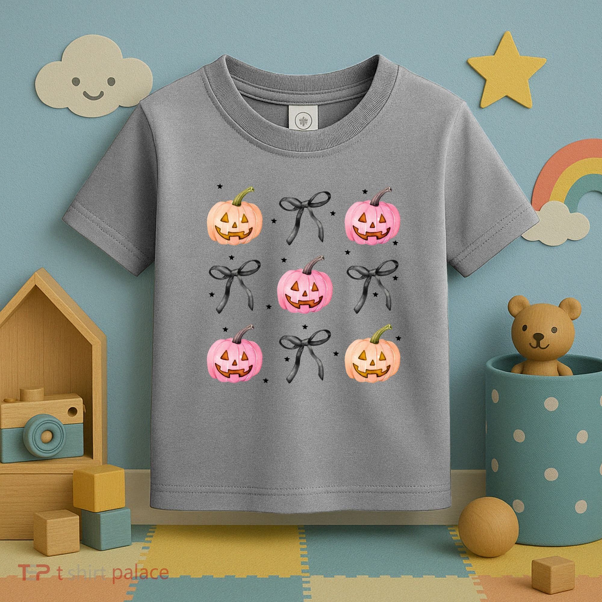 Halloween Pumpkin Black Bows Cute Toddler T-Shirt