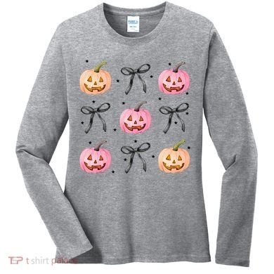Halloween Pumpkin Black Bows Cute Women's Long Sleeve Shirt