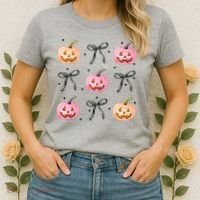 Halloween Pumpkin Black Bows Cute Women's T-Shirt thumb 2