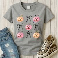 Halloween Pumpkin Black Bows Cute Women's T-Shirt thumb 3