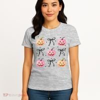 Halloween Pumpkin Black Bows Cute Women's T-Shirt thumb 4