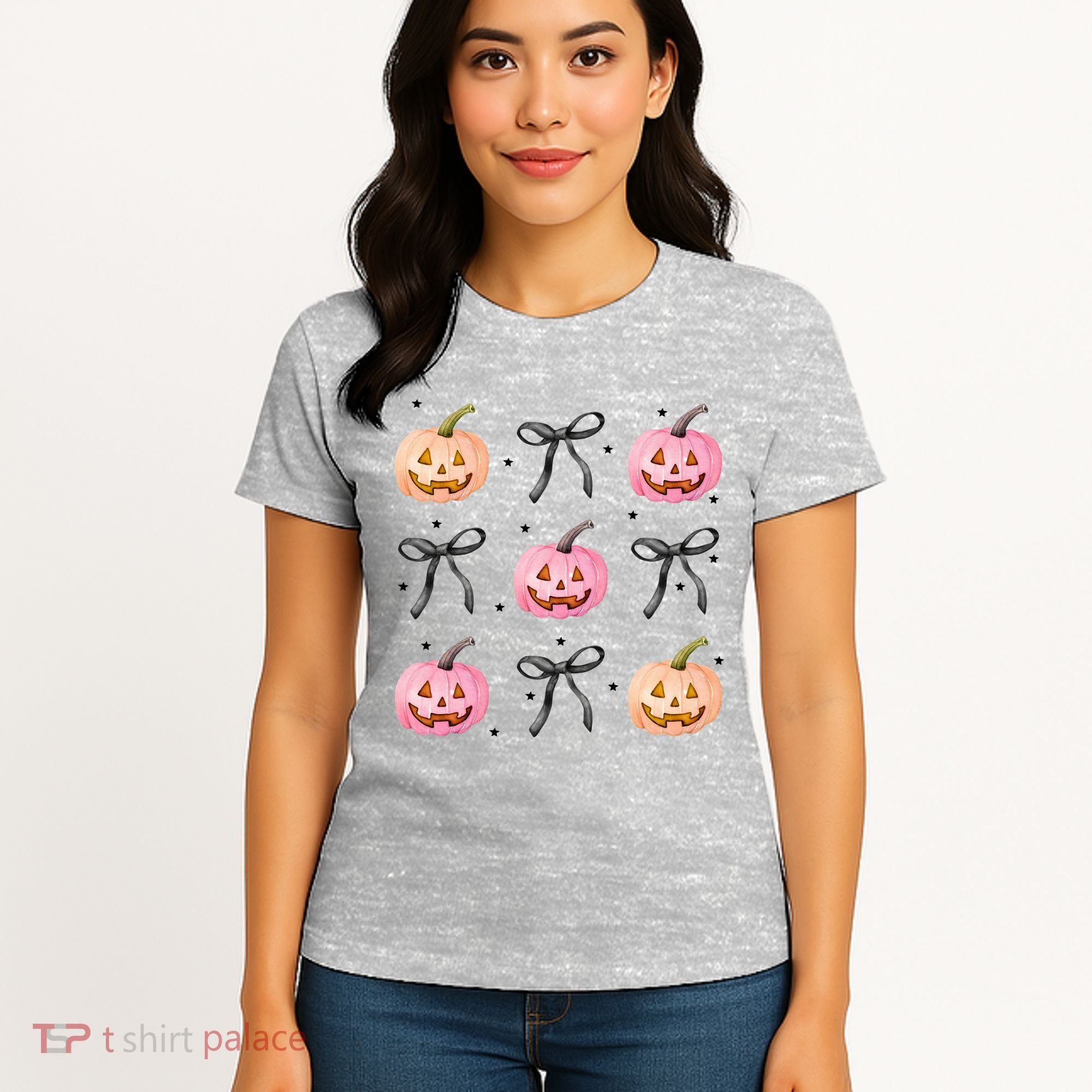 Halloween Pumpkin Black Bows Cute Women's T-Shirt