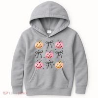 Halloween Pumpkin Black Bows Cute Kids Hoodie thumb 0
