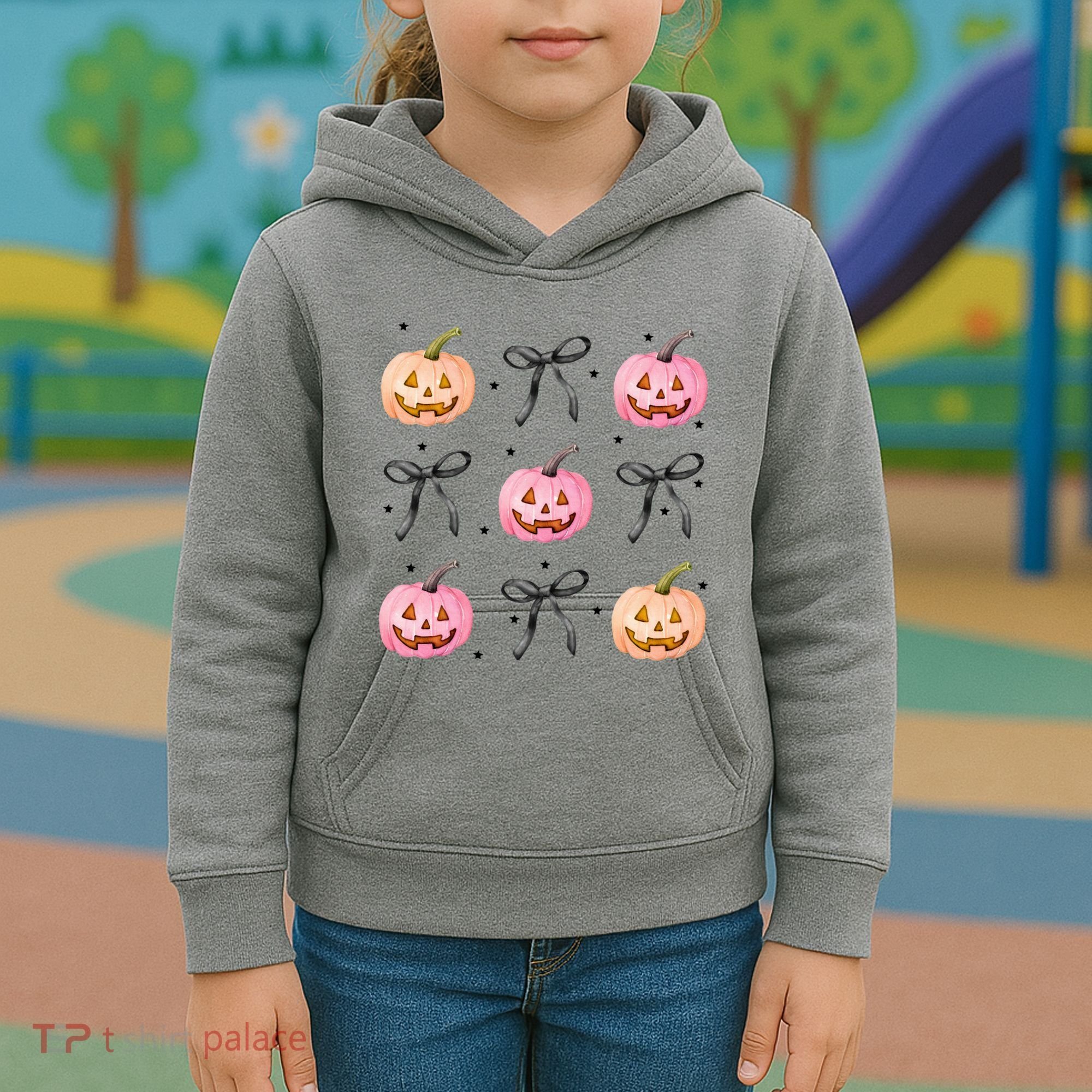 Halloween Pumpkin Black Bows Cute Kids Hoodie