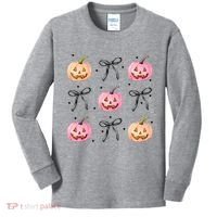 Halloween Pumpkin Black Bows Cute Kids Long Sleeve Shirt thumb 0