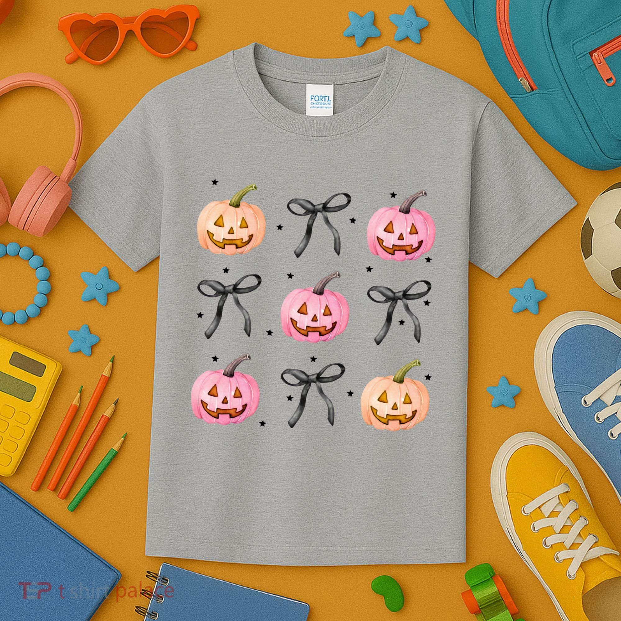 Halloween Pumpkin Black Bows Cute Kids T-Shirt