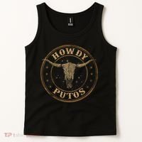 Howdy Putos Bull Skull Country Cowboy Western Tank Top thumb 2
