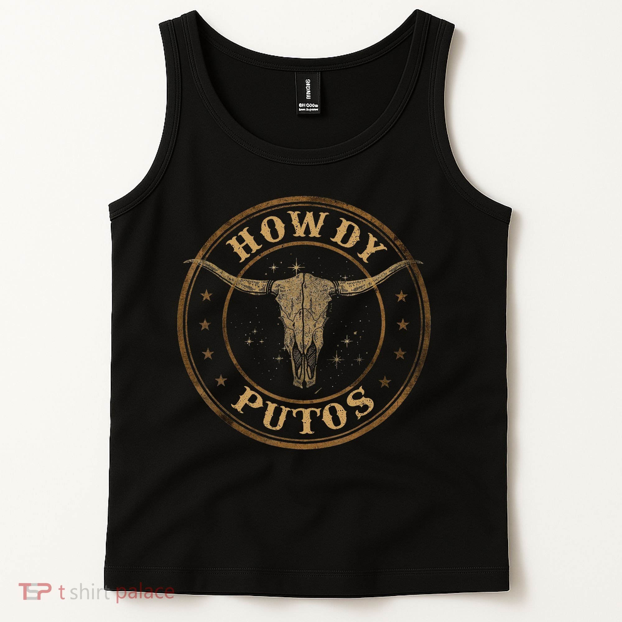 Howdy Putos Bull Skull Country Cowboy Western Tank Top