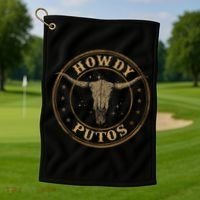 Howdy Putos Bull Skull Country Cowboy Western Golf Towel thumb 1