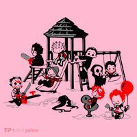 Horror Playground Children In Scary Movie Character Costumes Coaster thumb 2