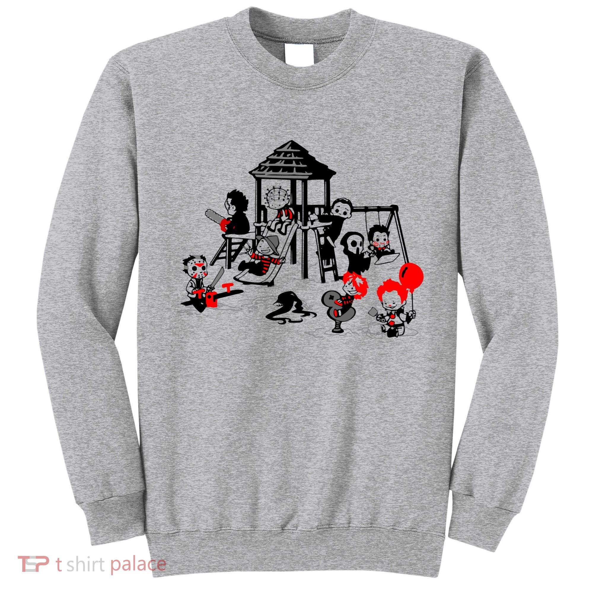 Horror Playground Children In Scary Movie Character Costumes Tall Sweatshirt