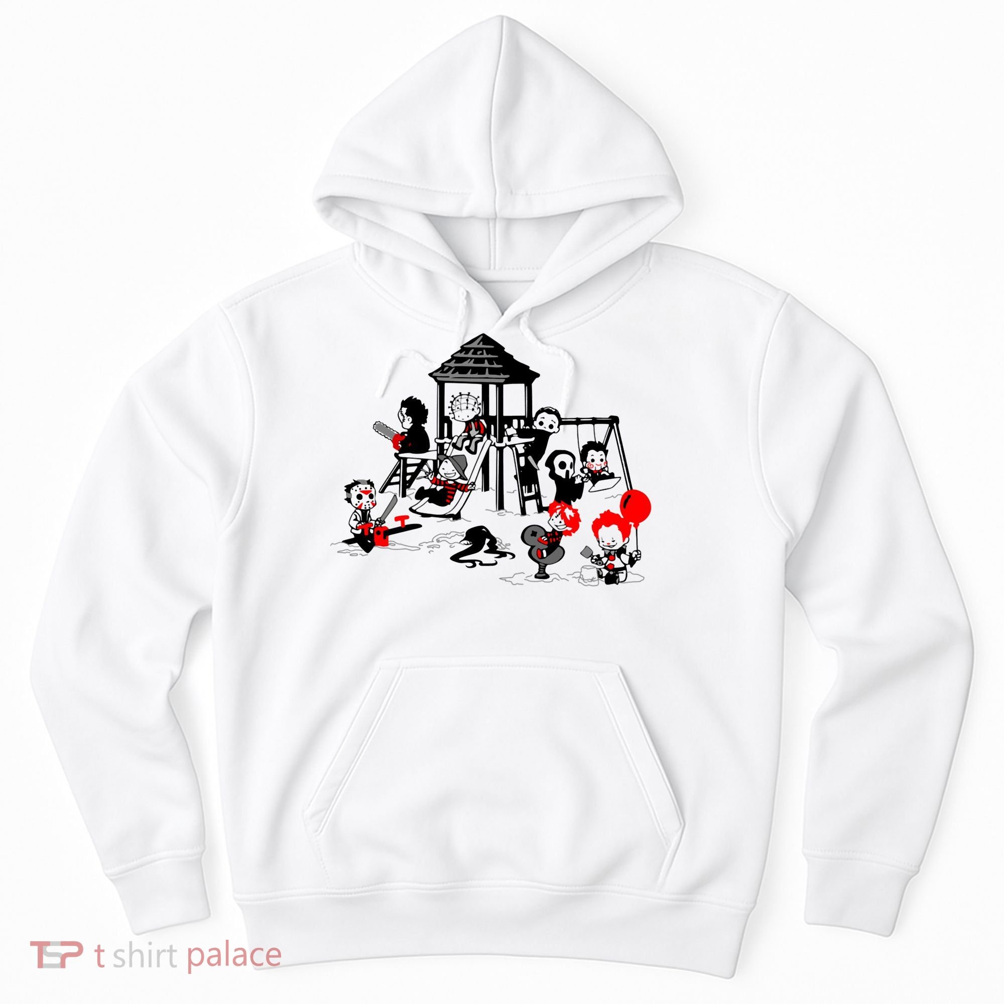 Horror Playground Children In Scary Movie Character Costumes Hoodie