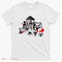Horror Playground Children In Scary Movie Character Costumes T-Shirt thumb 0