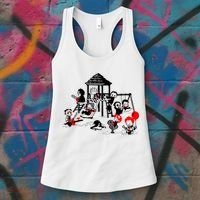 Horror Playground Children In Scary Movie Character Costumes Women's Tank Top thumb 3