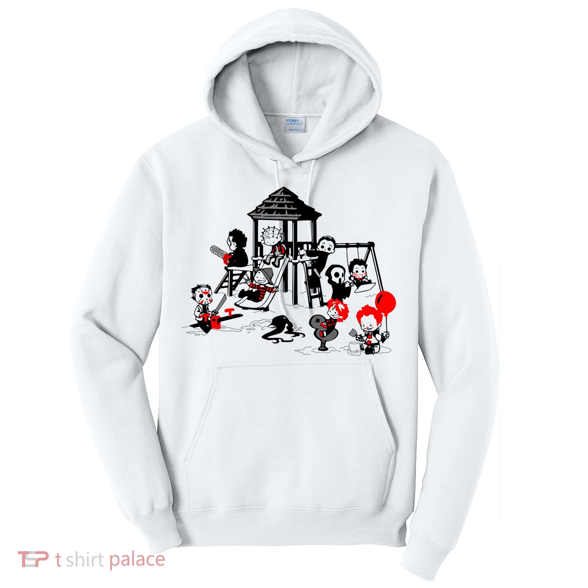 Horror Playground Children In Scary Movie Character Costumes Tall Hoodie