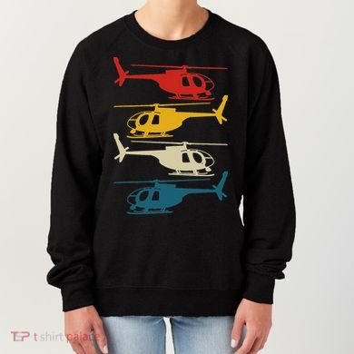 Helicopter Pilot Co. Retro Aviation, Black, Women's Sweatshirt