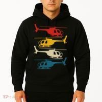 Helicopter Pilot Co. Retro Aviation, Black, Hoodie thumb 2