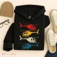 Helicopter Pilot Co. Retro Aviation, Black, Hoodie thumb 4