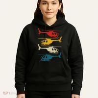 Helicopter Pilot Co. Retro Aviation, Black, Hoodie thumb 5