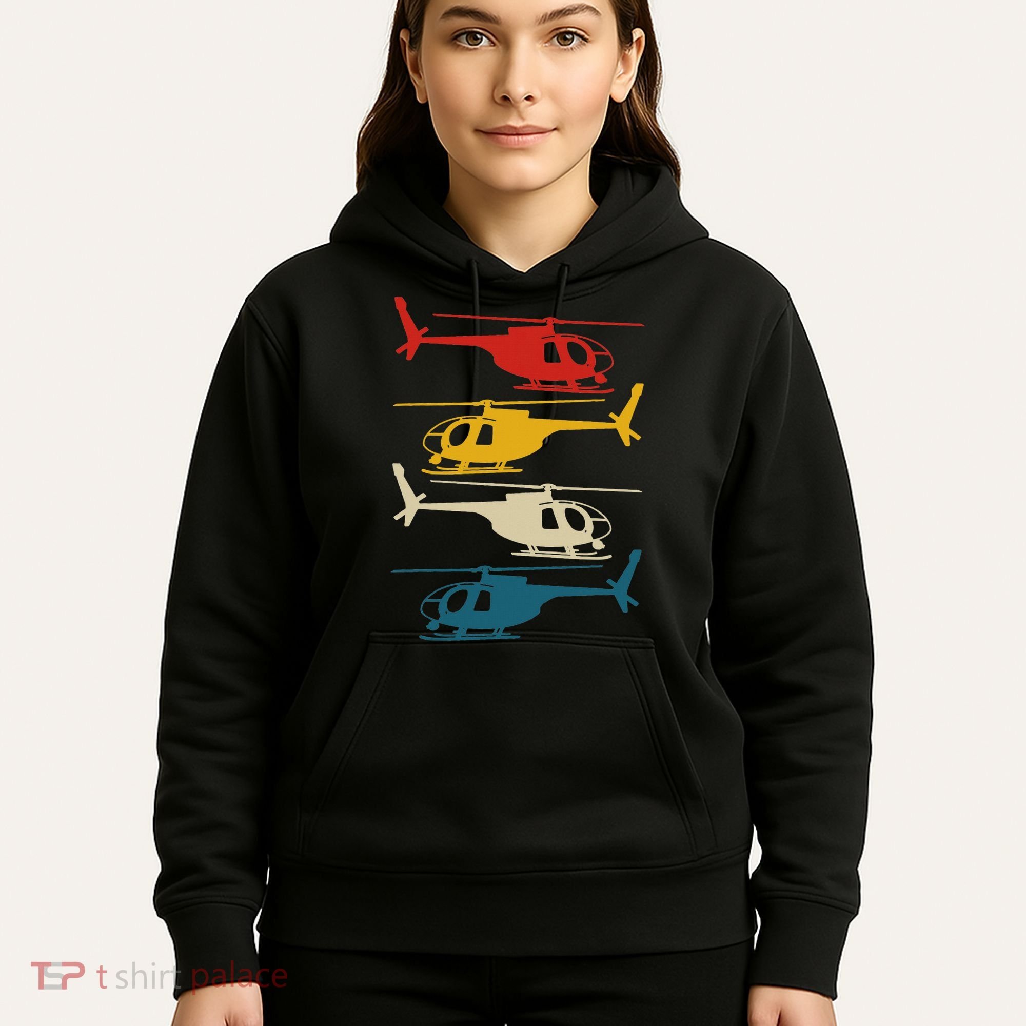 Helicopter Pilot Co. Retro Aviation, Black, Hoodie