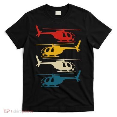 Helicopter Pilot Co. Retro Aviation, Black, T-Shirt