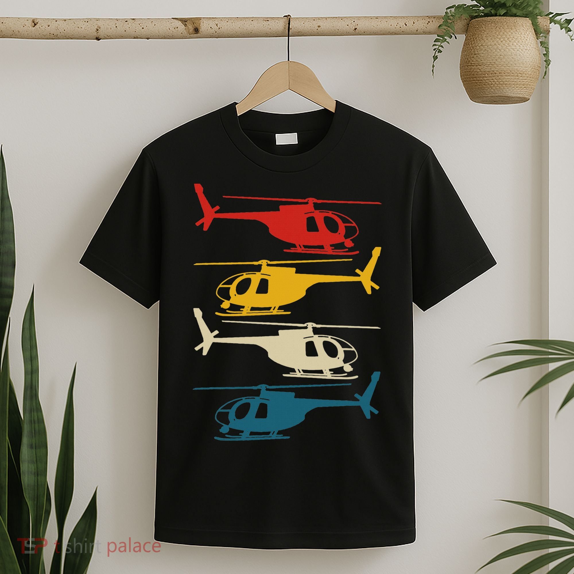 Helicopter Pilot Co. Retro Aviation, Black, T-Shirt