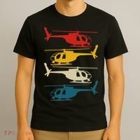 Helicopter Pilot Co. Retro Aviation, Black, T-Shirt thumb 3