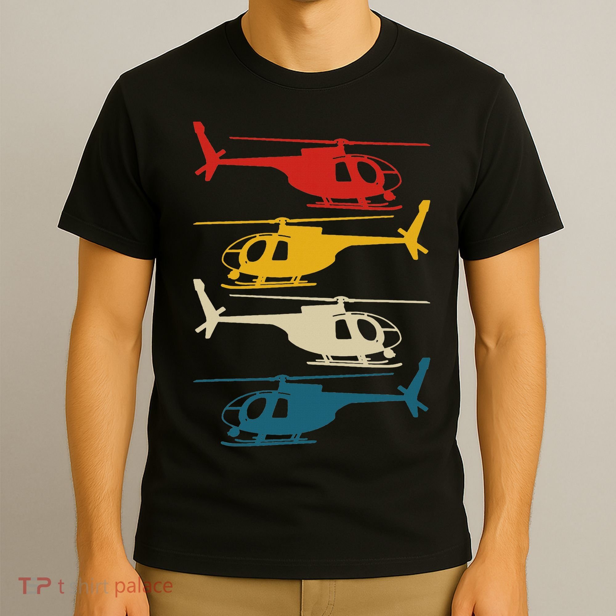 Helicopter Pilot Co. Retro Aviation, Black, T-Shirt