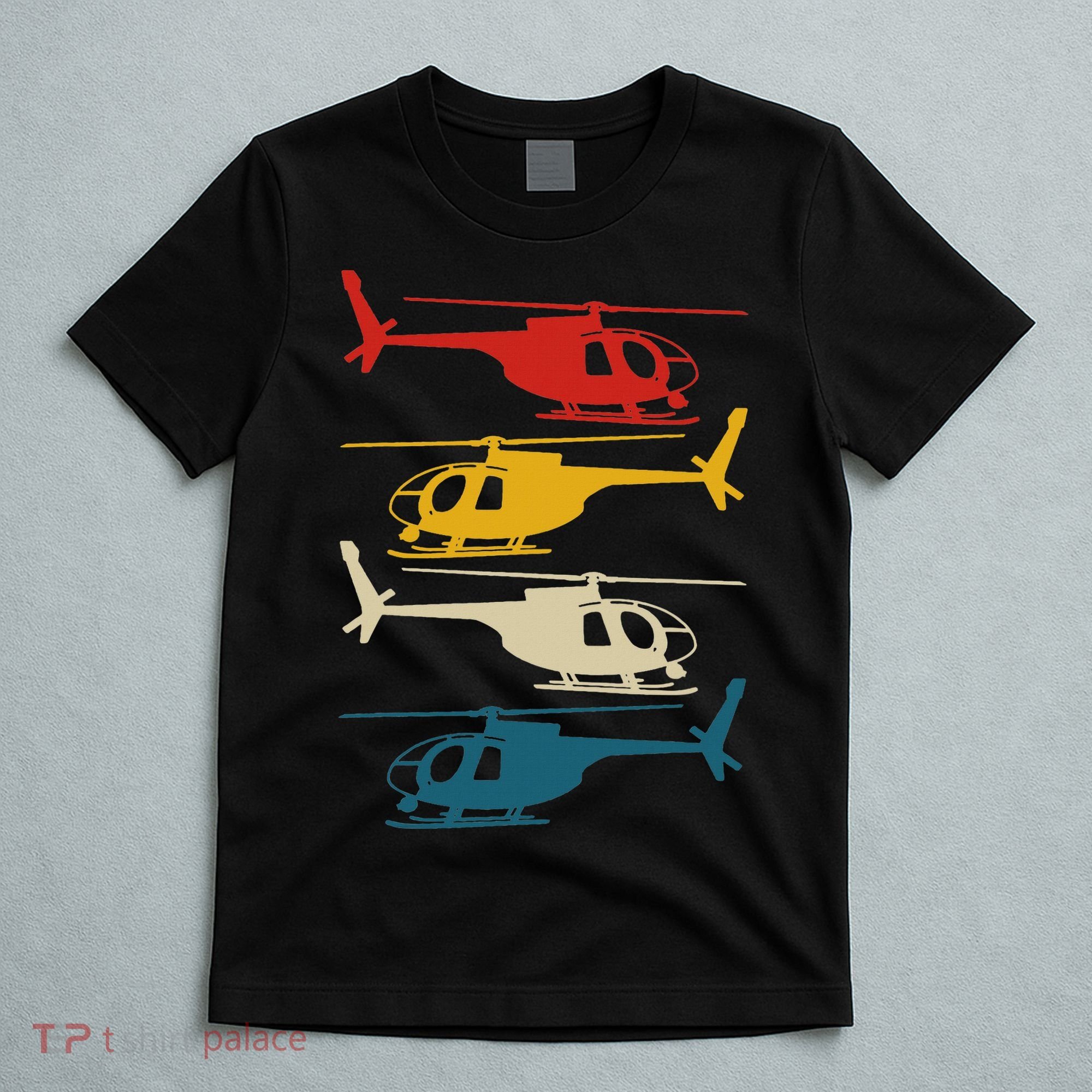 Helicopter Pilot Co. Retro Aviation, Black, T-Shirt