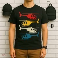 Helicopter Pilot Co. Retro Aviation, Black, T-Shirt thumb 6