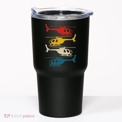 Helicopter Pilot Co. Retro Aviation, Black, Tumbler