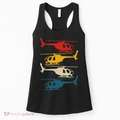 Helicopter Pilot Co. Retro Aviation, Black, Women's Tank Top