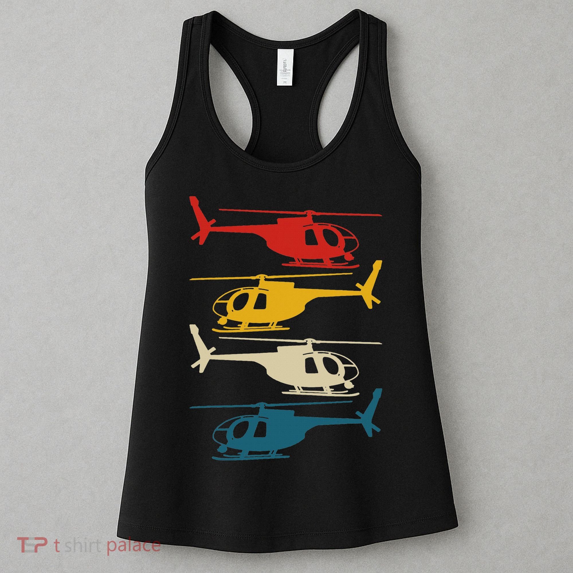 Helicopter Pilot Co. Retro Aviation, Black, Women's Tank Top