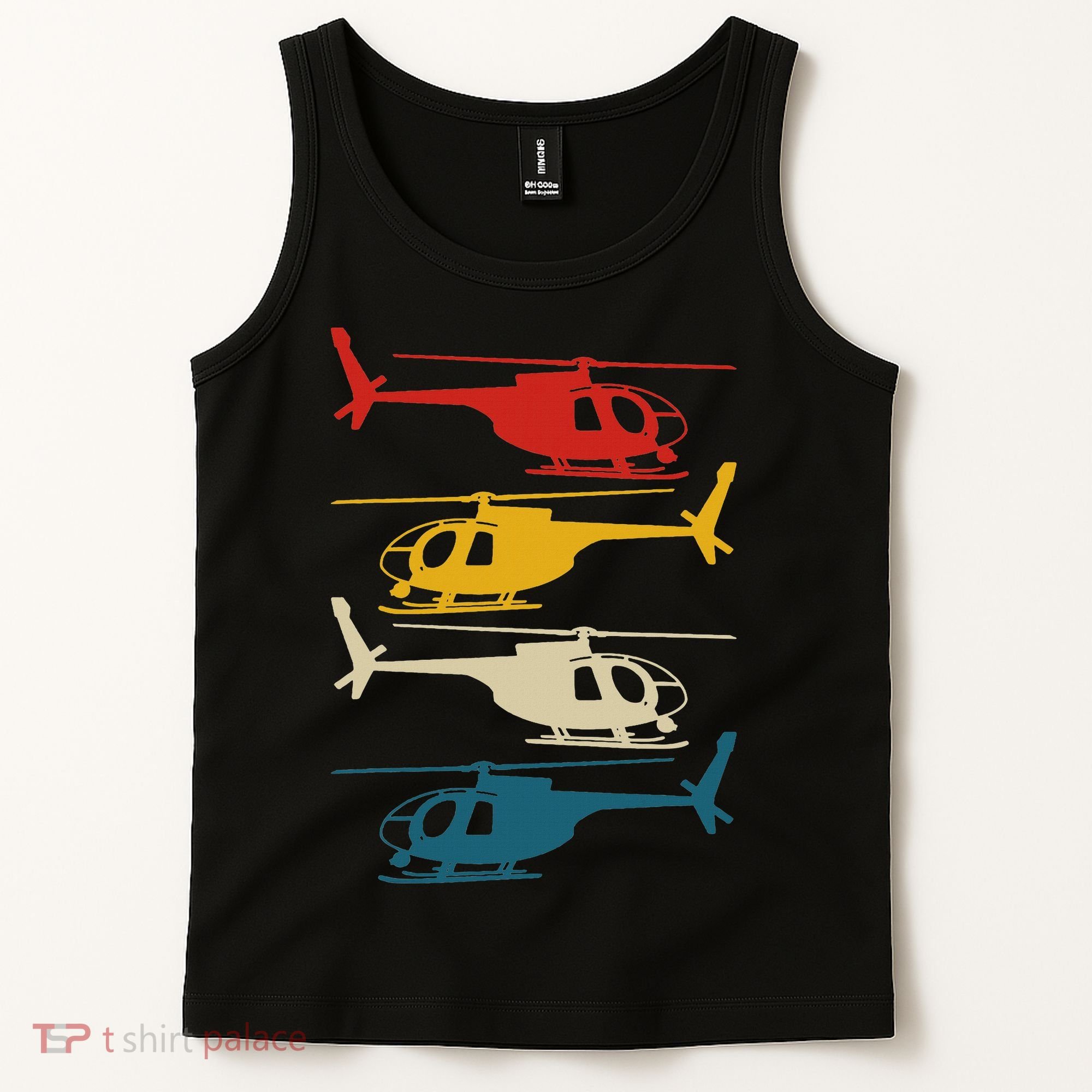 Helicopter Pilot Co. Retro Aviation, Black, Tank Top