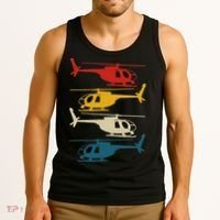 Helicopter Pilot Co. Retro Aviation, Black, Tank Top thumb 3