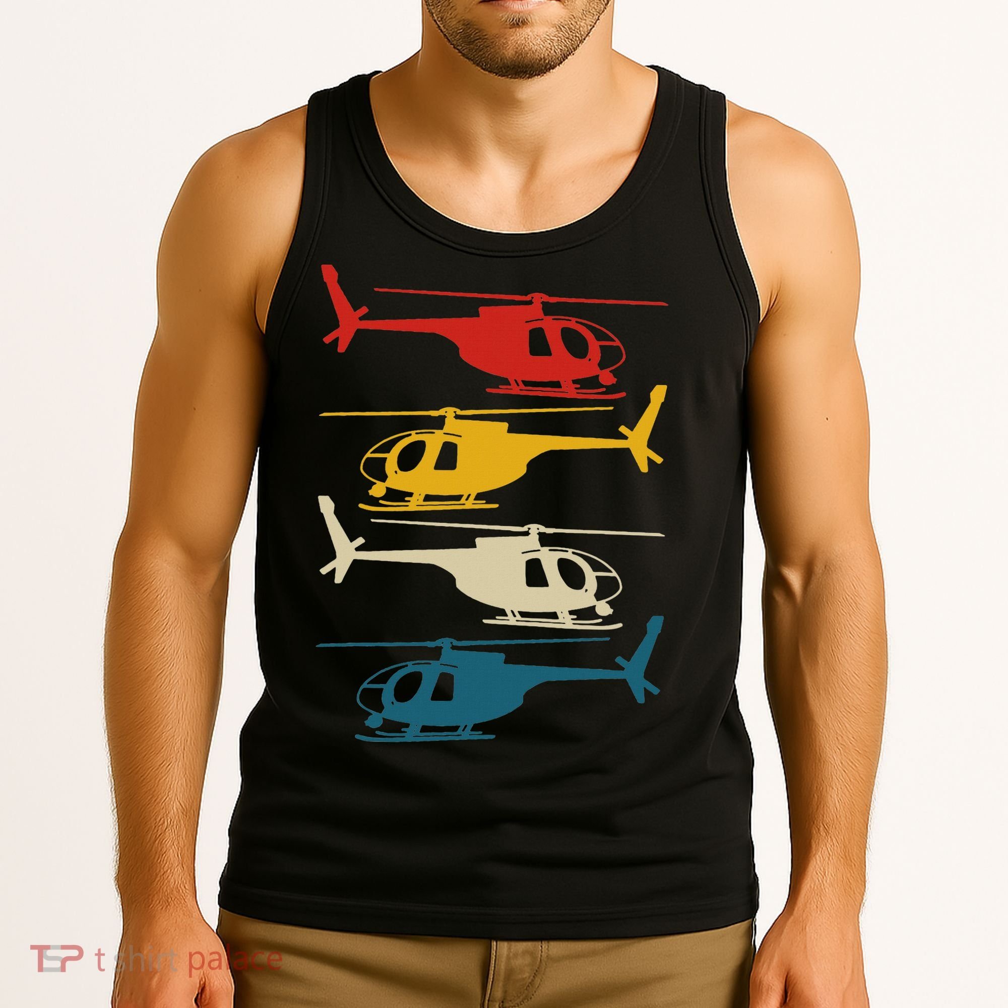 Helicopter Pilot Co. Retro Aviation, Black, Tank Top