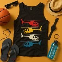Helicopter Pilot Co. Retro Aviation, Black, Tank Top thumb 4