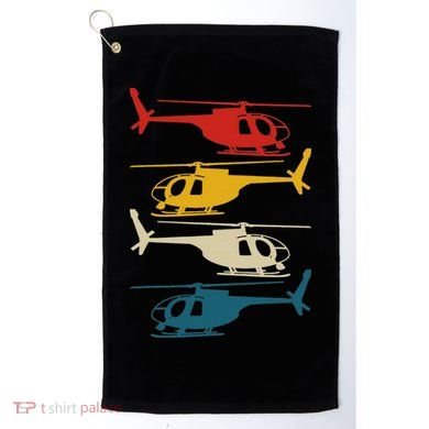 Helicopter Pilot Co. Retro Aviation, Black, Golf Towel