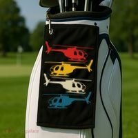 Helicopter Pilot Co. Retro Aviation, Black, Golf Towel thumb 2